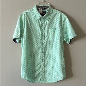 Aeropostale Men’s Shirt Cotton Button down Up Short Sleeve Green Blue SZ S NWT